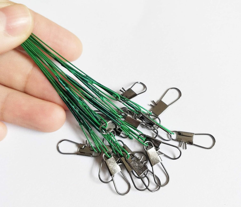60pcs Fishing Wire Leaders Nylon-Coated Fishing Line Wire Leaders with Swivels and Snaps 6inch, 9inch, 12inch