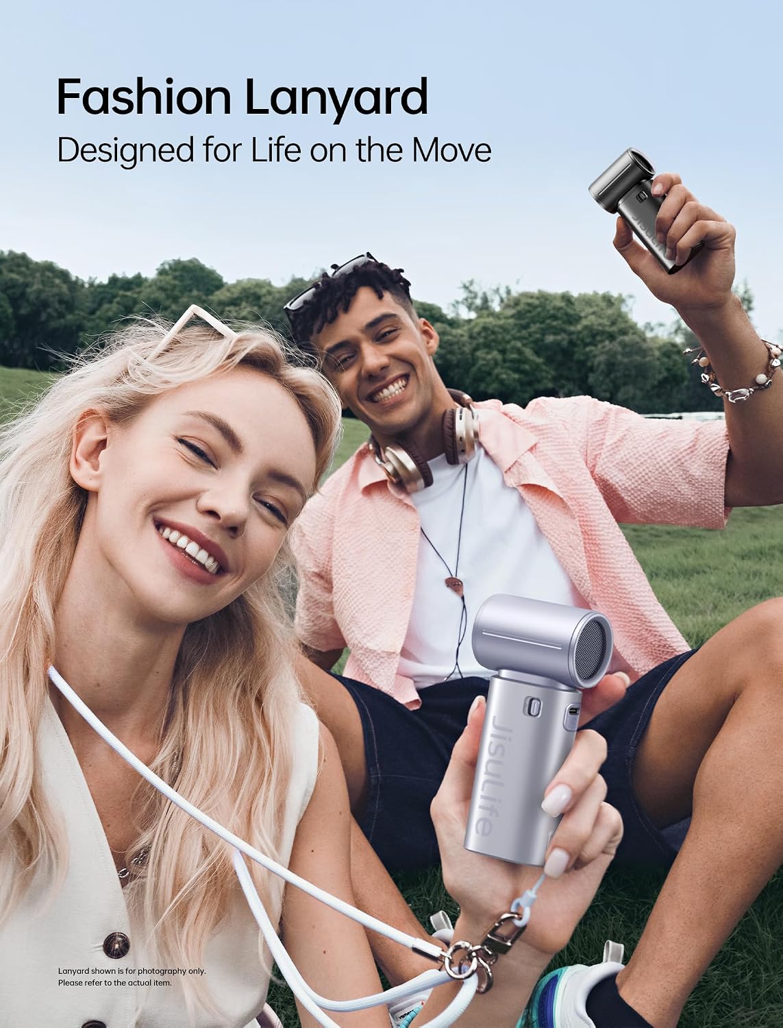 JISULIFE Handheld Fan Life9S - Sleek Chrome: Turbo Power, 22 Hours Cooling