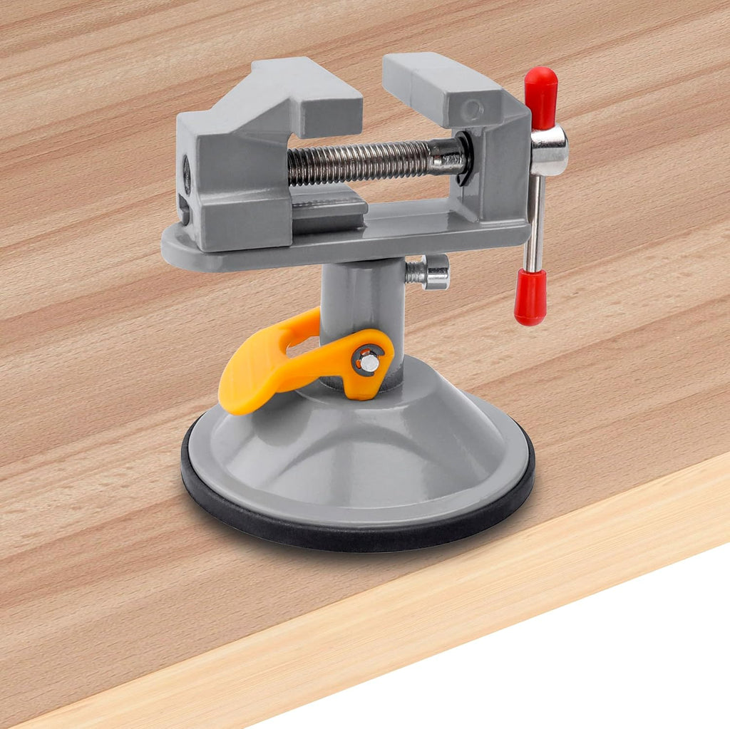 Yakamoz Mini Bench Vise, 360° Swivel Suction Base, Portable Workbench Clamp