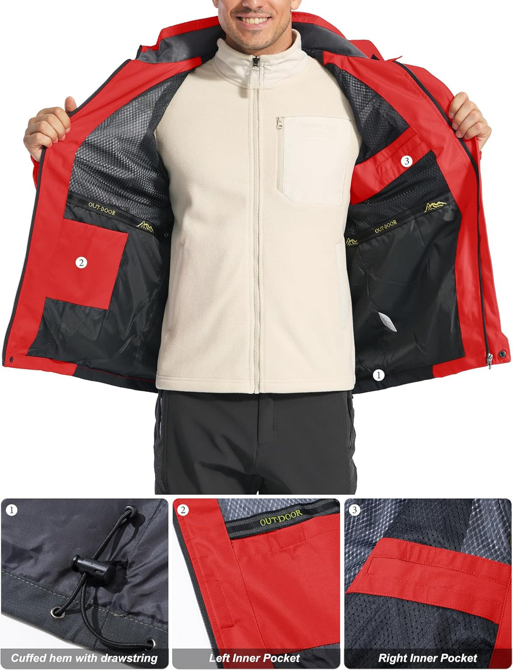 MAGCOMSEN Men's Rain Jacket Lightweight Windbreaker Fishing Raincoat