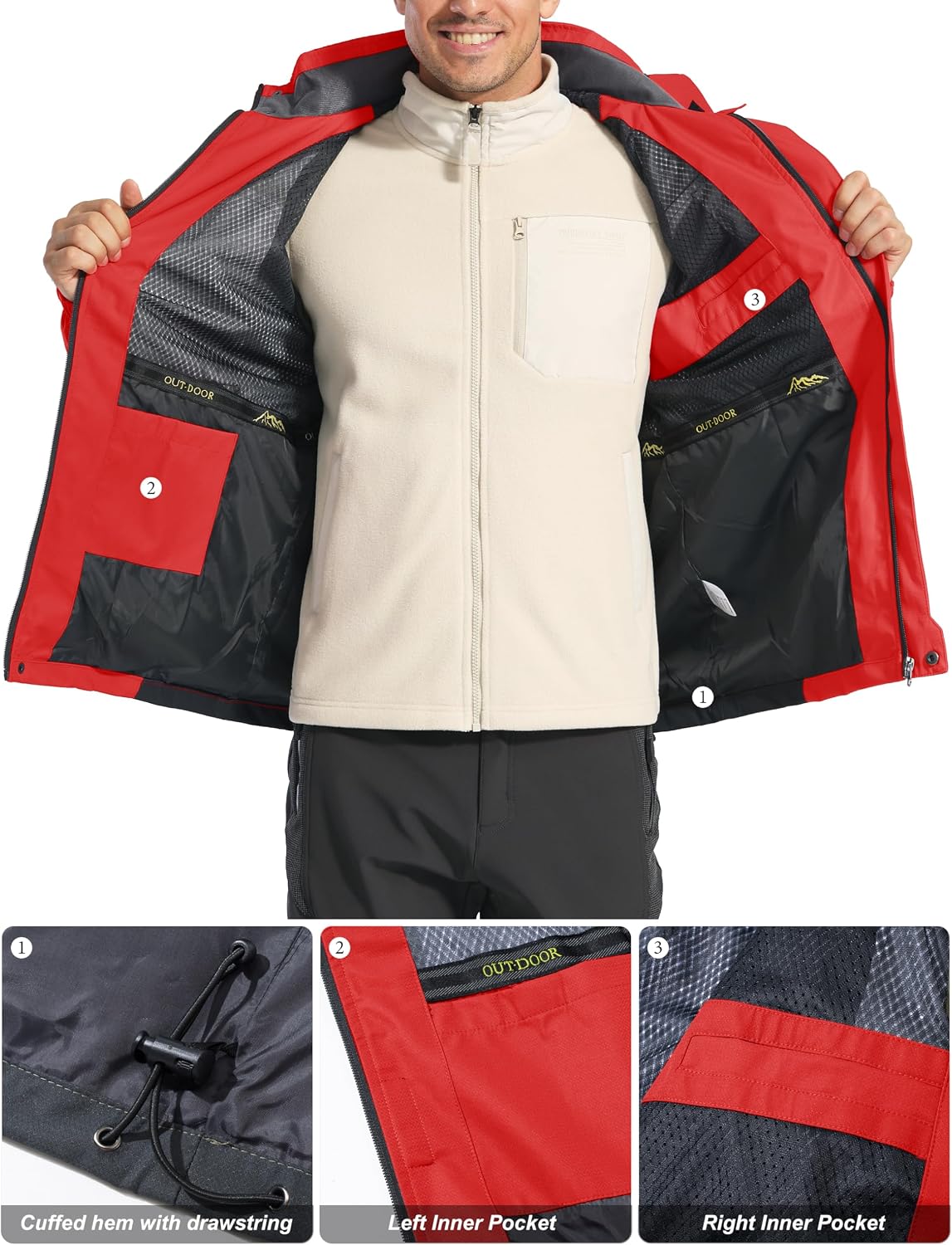 MAGCOMSEN Men's Rain Jacket Lightweight Windbreaker Fishing Raincoat