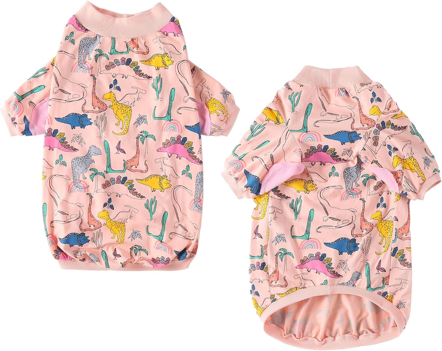 Dog T Shirts Cotton Dinosaur Pattern Prints Shirt Pajamas Pets Breathable Stretchy Clothes for Extra Large Dogs (3XL,Pink Dinosaur)