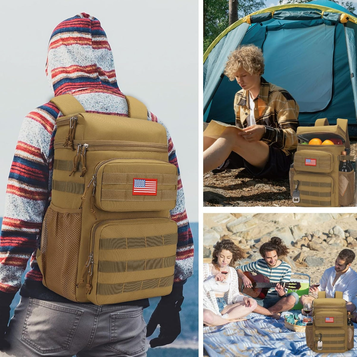 Tactical Backpack Cooler for Men,25L Insulated Lunch Ice Chest for Work