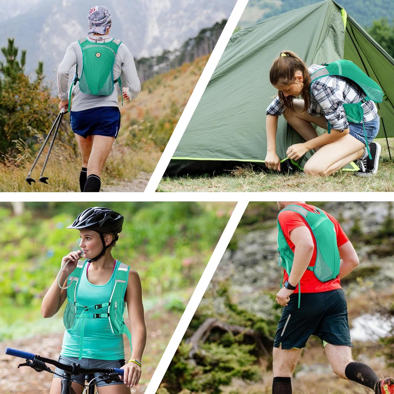 Hydration Backpack with 2L Water Bladder Bag, Lightweight and Breathable Running Vest for Men, Adjustable Chest Straps Water Pack for Cycling Hiking Climbing Outdoor