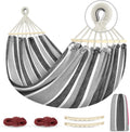 MOSFiATA Hammocks Portable Camping Hammock Upgraded 550lb Comfortable Fabric Hammock with Two Anti Roll Balance Beam and Sturdy Tree Straps for Camping, Patio, Backyard, Outdoor（Grey）