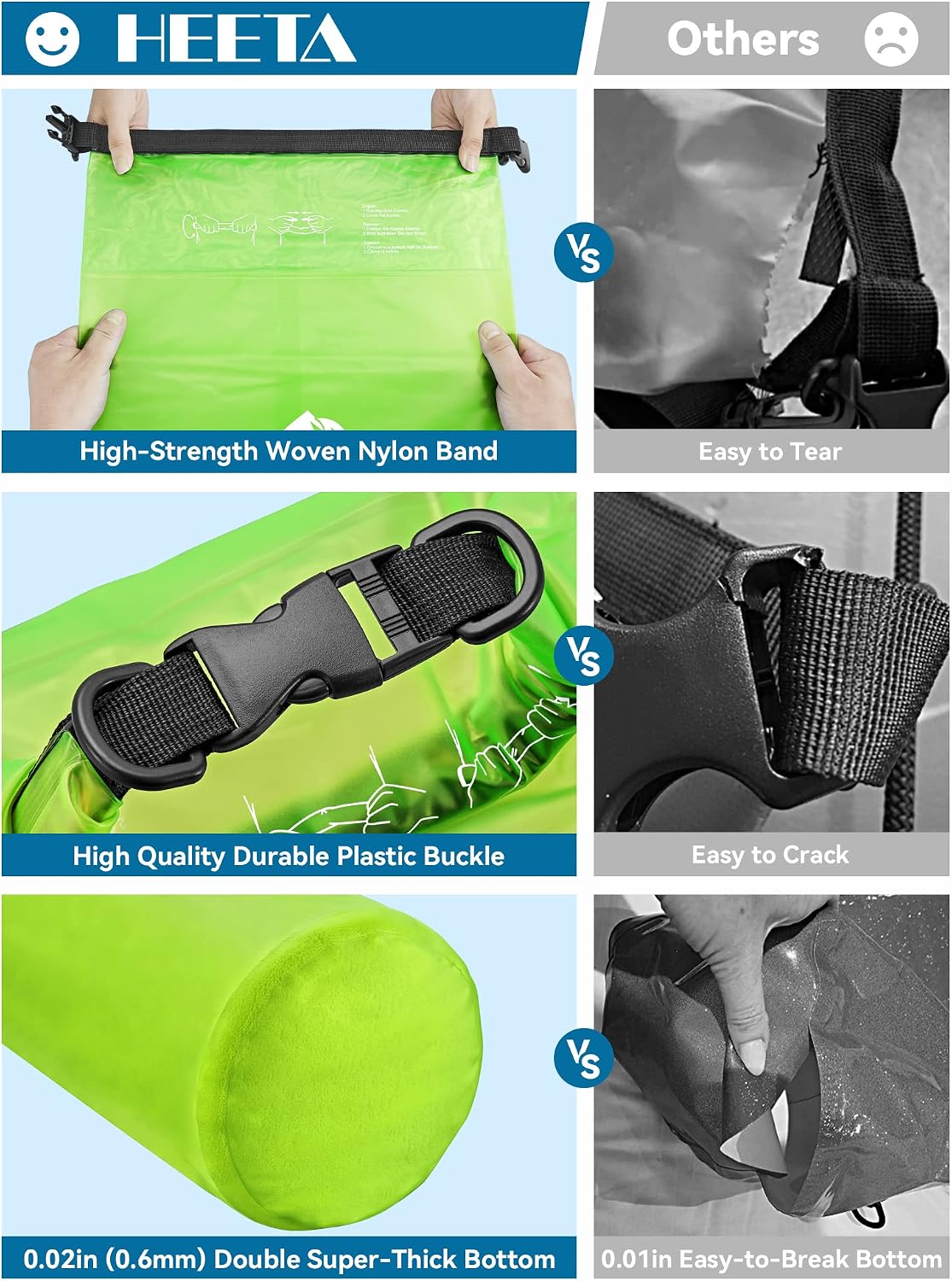 HEETA Dry Bag Waterproof Backpack with Phone Case 5L/10L/20L/30L/40L