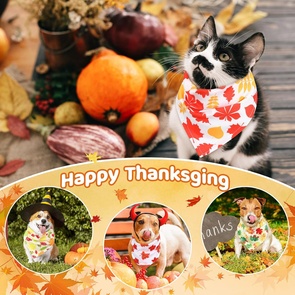 Sweetude 200 Pcs Fall Dog Bandanas Bulk Triangle Scarves, Pumpkin