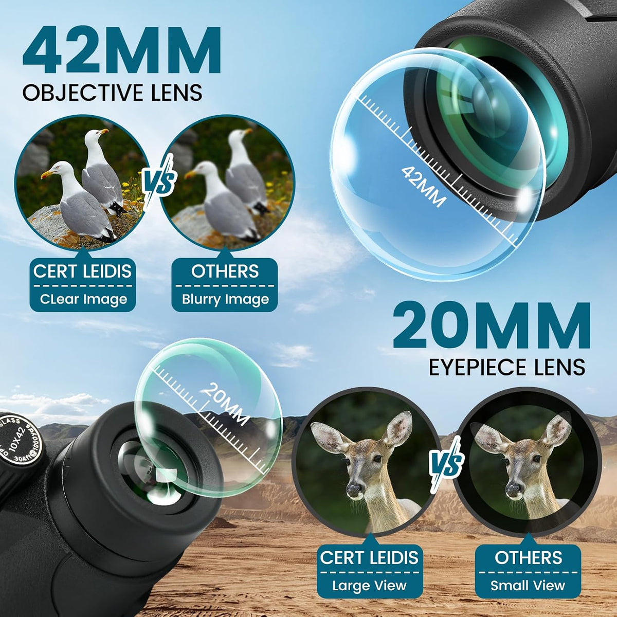 HD 10x42 Monocular Telescope for Adult - Tripod & Phone Adapter