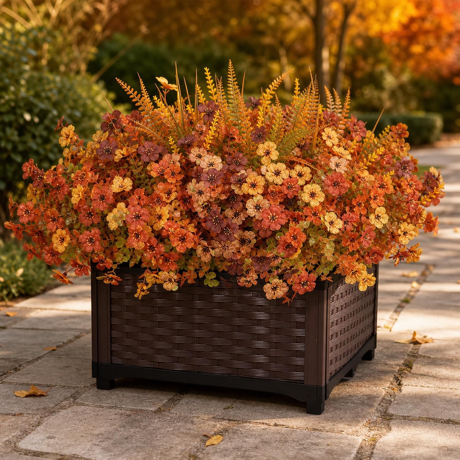 20 Bundles Artificial Fall Flowers for Outdoors, Front Porch Planter Decor