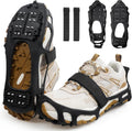 Ice Cleats for Shoes and Boots Walk Traction Crampons Anti Slip 24 Studs Ice Snow Grippers for Women Men Kids Winter Hiking Climbing Fishing Gear