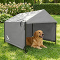 4x4 FT Extra Large Dog House Outdoor with Upgraded Doors, Weatherproof Dog Shade Shelter for Outside, Sun Rain Canopy Pet House for Large Dogs, Large Dog Tent Outdoor, Grey