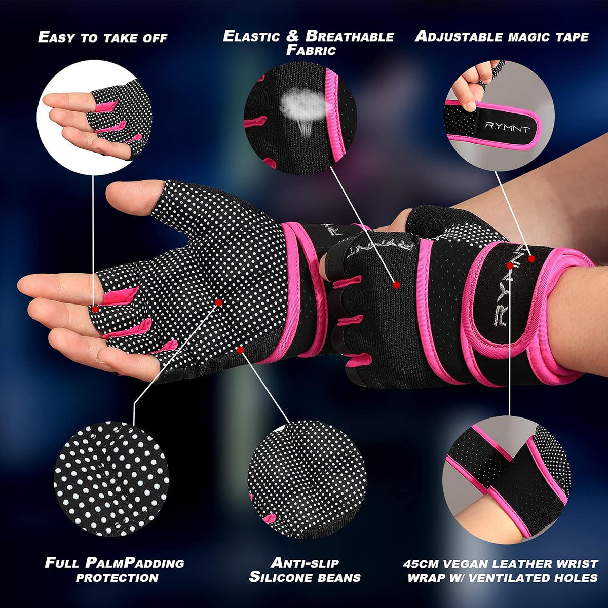 Workout Gloves for Women Men with Wrist Wrap Support Weight Lifting Gloves