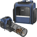 Pawtners Cat Backpack with Play Tunnel, Design for Carrying Playing Blue