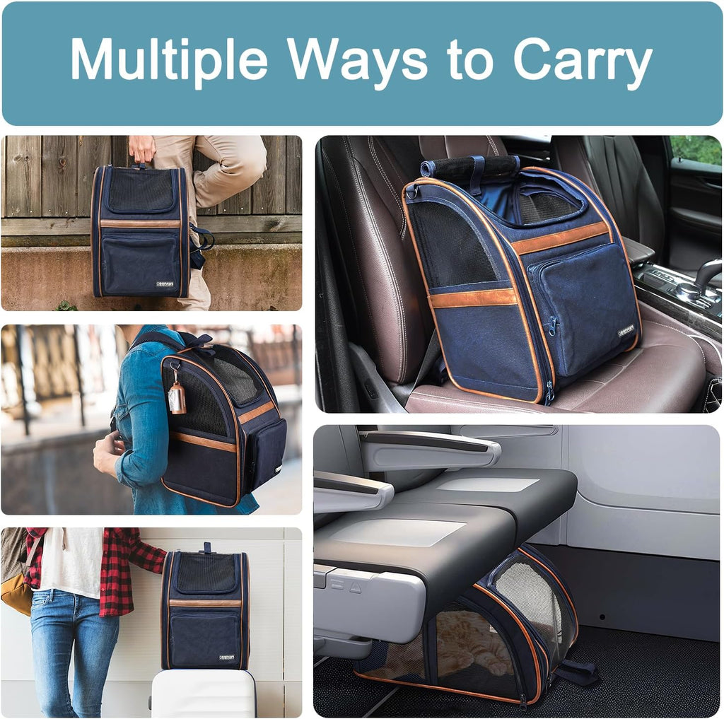Jespet Pet Backpack Carrier for Small Dog, Soft Car Bed Ideal for Traveling