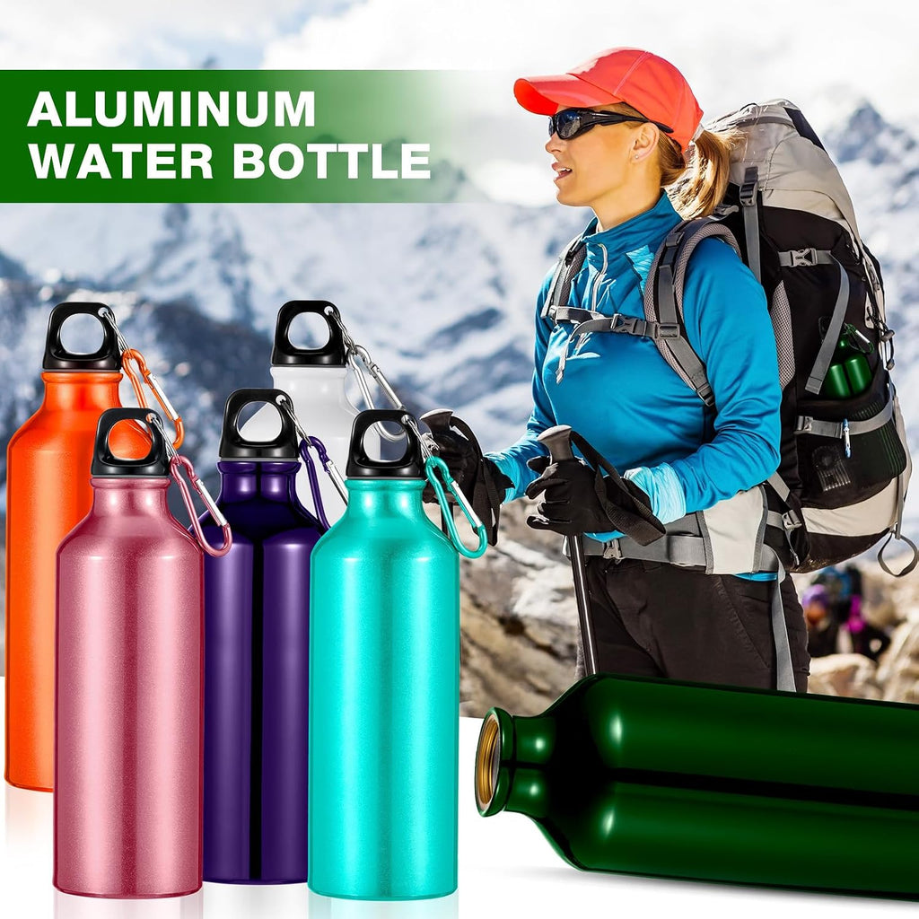 24 Pcs Aluminum Water Bottle 17oz Aluminum Reusable Bottles with Clips Sports Lightweight Water Multipack Easy Carry Leakproof Travel for Gym Hiking Cycling Sports Outdoor(Assorted Color)