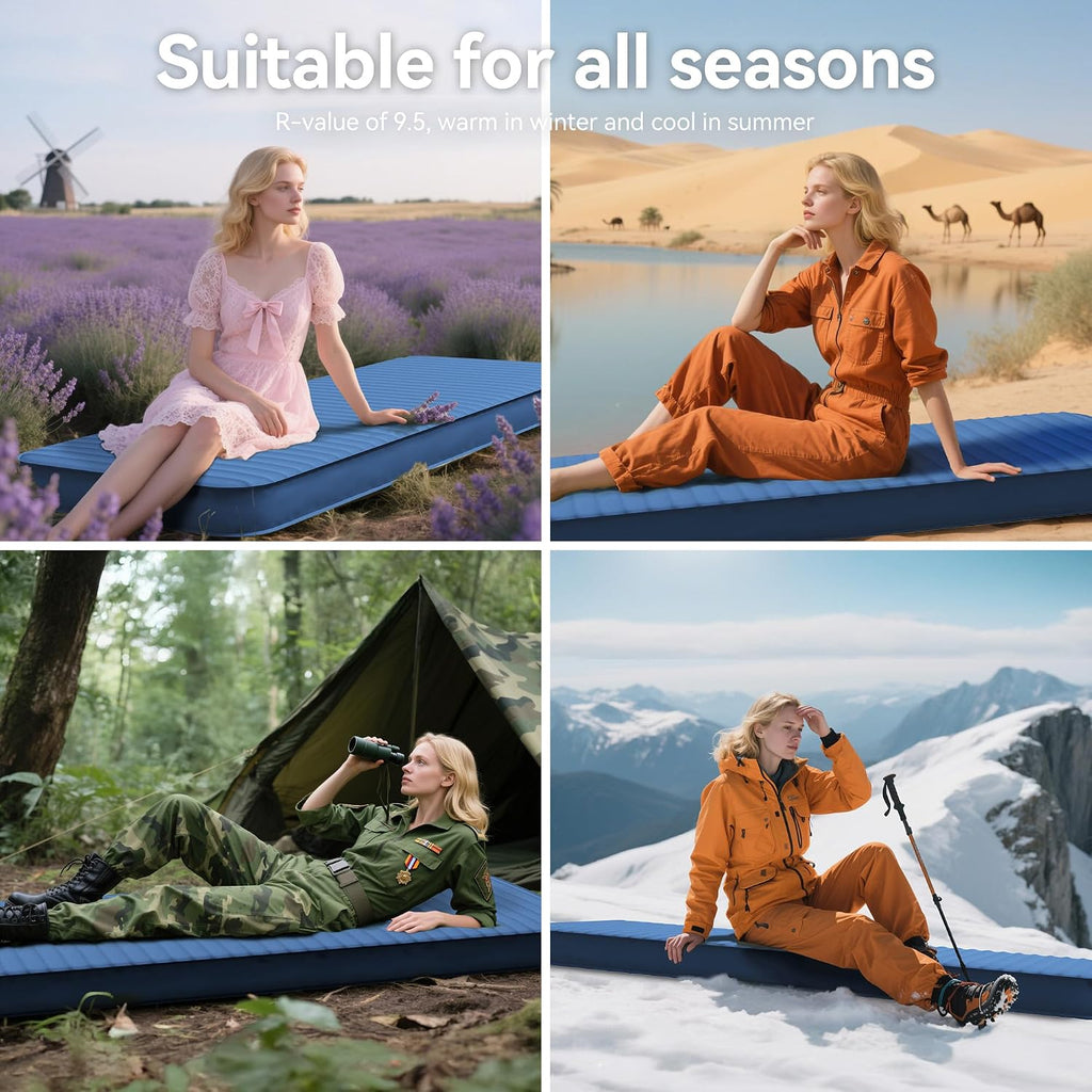 Sleeping Pad for Camping, Self Inflating 4" Memory Foam Mat