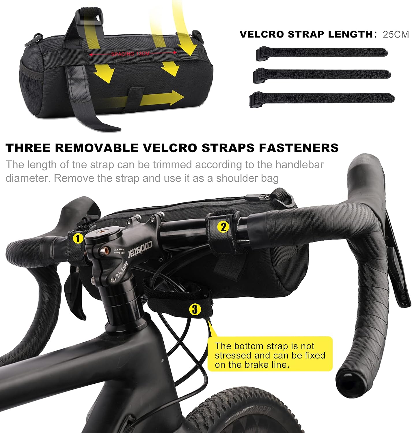 Rhinowalk Bike Handlebar Bag, Bicycle Front Bag Shoulder Bag Storage Bag with Shoulder Strap for Road Mountain Bike Cycling Travel
