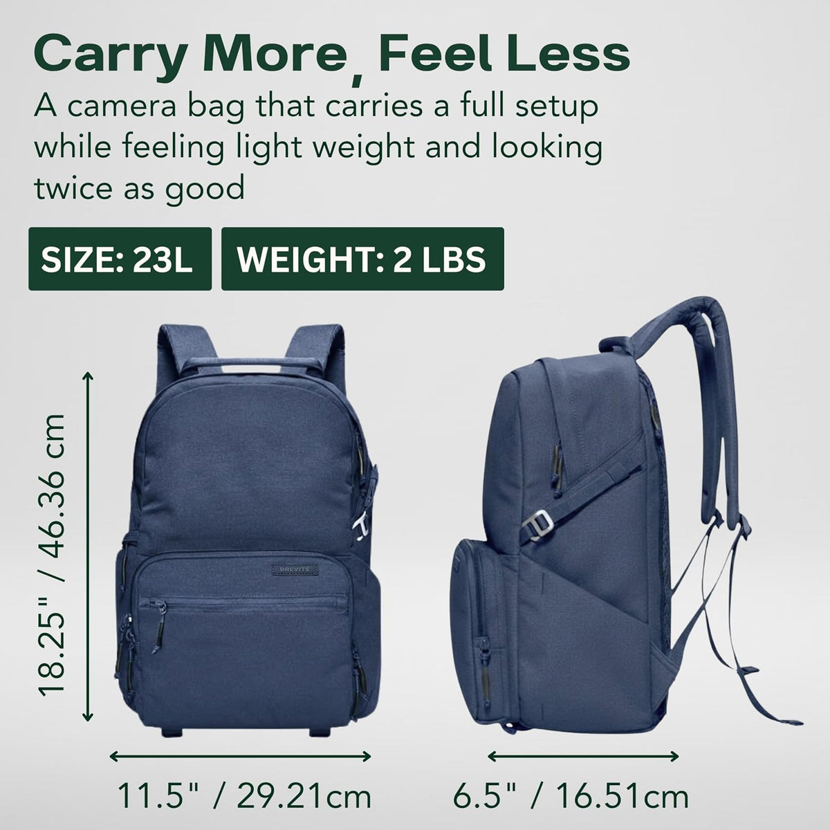 BREVITE Jumper Compact Camera Backpack 2026 Edition: A Minimalist & Travel-friendly Photography Backpack For DSLR Camera & Laptop w/Reinforced Straps & Stiffer Dividers (23L) (Moonlit Blue Color)