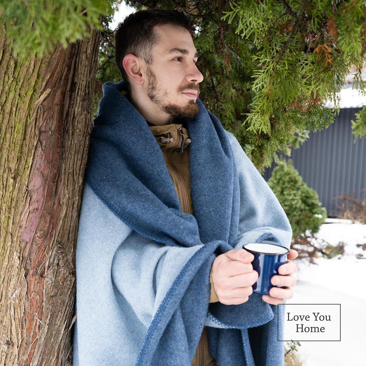 Merino Wool Outdoor Blanket, Travel & Camping Reversible Throw, 51 x 67 in