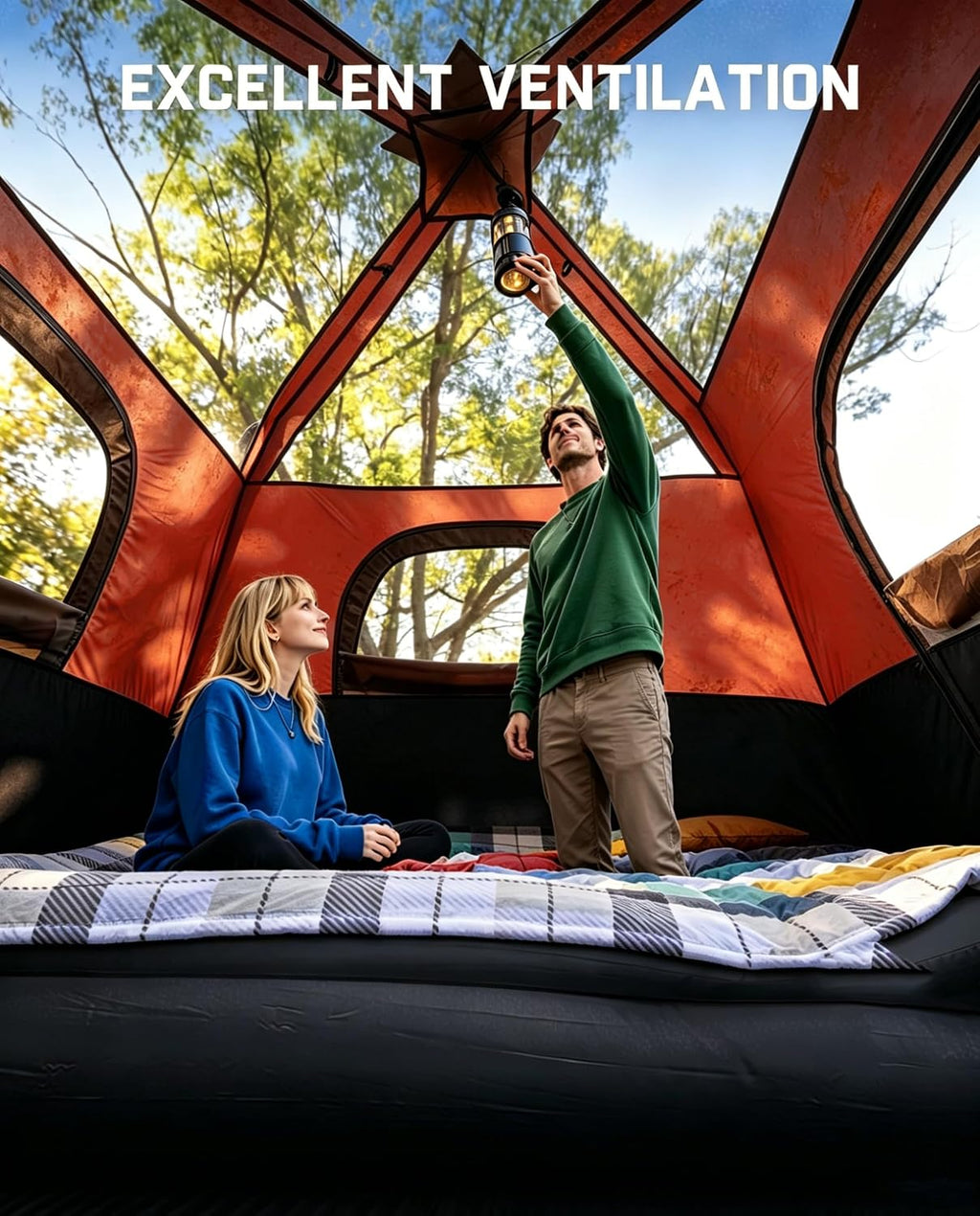 3/4 Person Camping Tent with 1 Door, 4 Windows, and Upgraded Ventilation– Instant Setup, Waterproof, 8'x 8'x 67''Oxford Fabric Floor Pop Up in 60 Seconds Includes Rainfly and Backpack