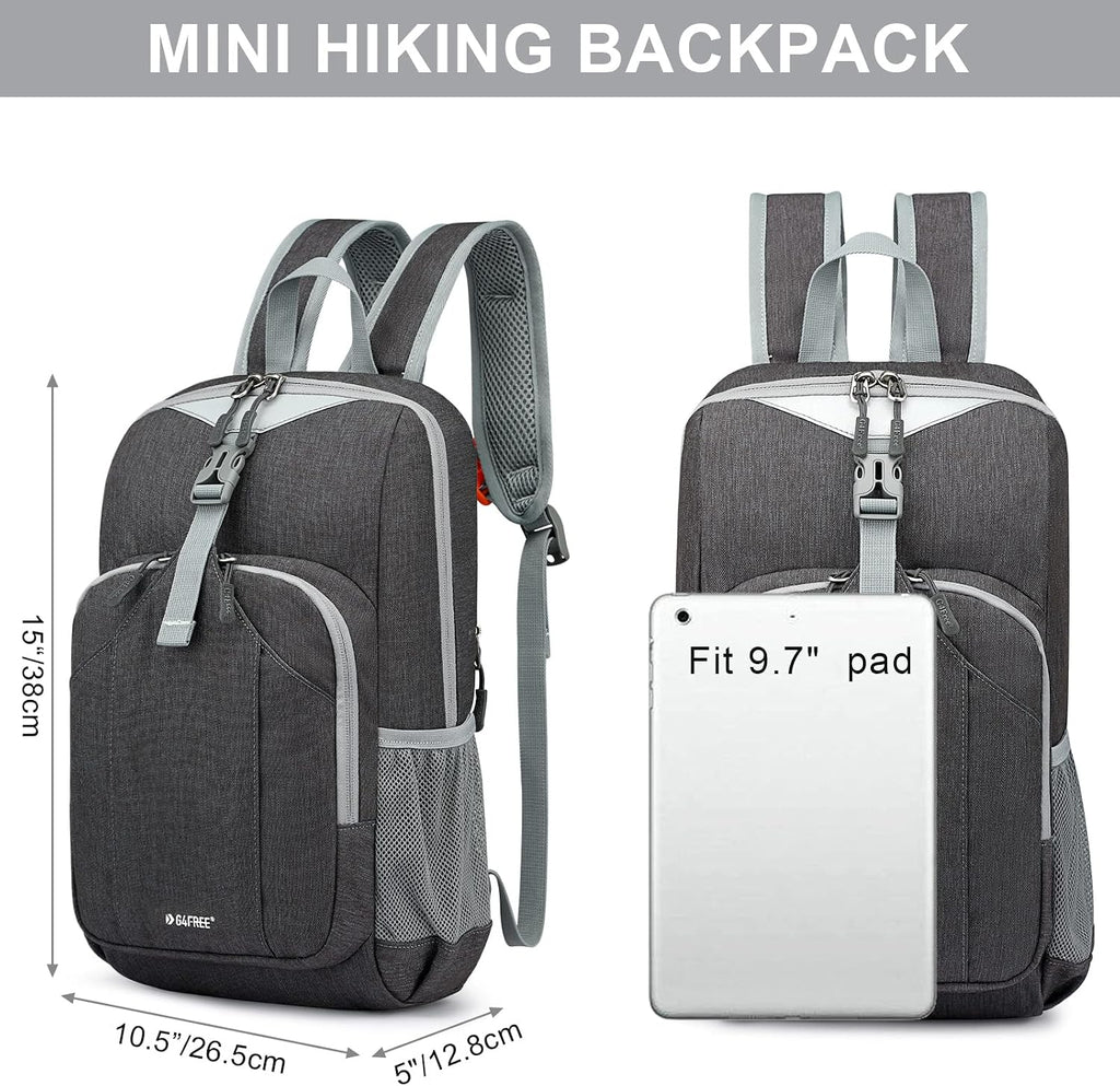 G4Free Mini 10L Hiking Daypack Small Hiking Backpack Cycling Compact Shoulder Backpack Outdoor for Men Women(Dark Grey)