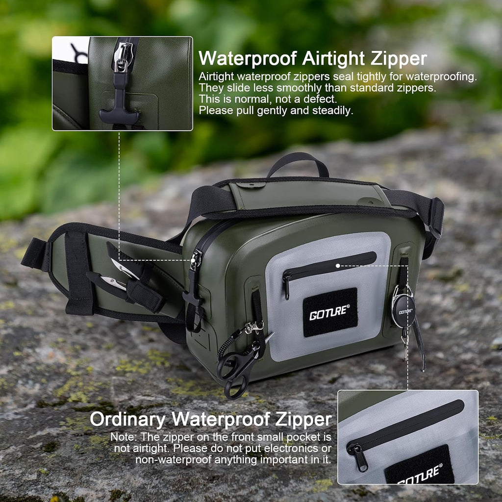Goture Waterproof Fishing Waist Pack, 900D TPU Tackle Bag