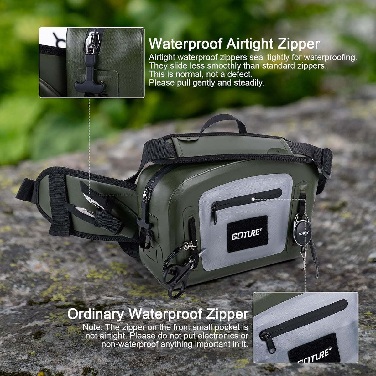 Goture Waterproof Fishing Waist Pack, 900D TPU Tackle Bag