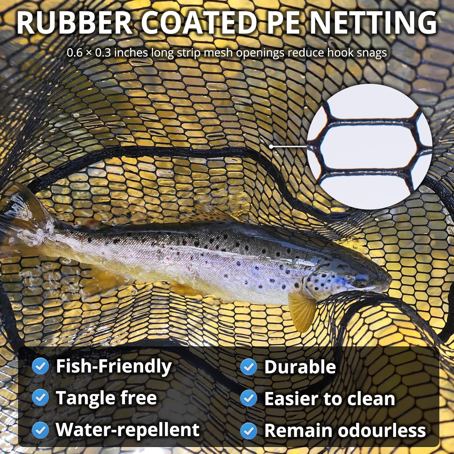 High Strength Large Landing Net, Fishing Net with Long Telescoping Handle