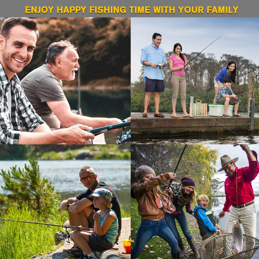 ShinePick Fishing Rod Kit, Telescopic Fishing Pole and Reel Combo Full Kit with Line Lures Hooks Carrier Bag for Travel Saltwater Freshwater Boat Fishing Beginners