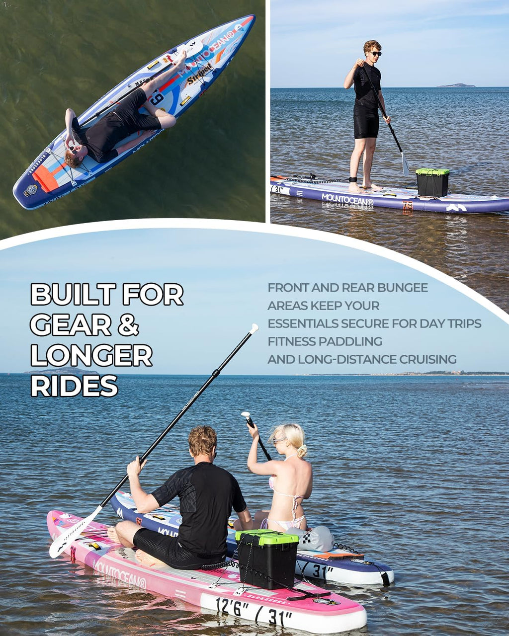 MOUNTOCEAN Premium Extra Wide Inflatable Paddle Board with SUP Accessories