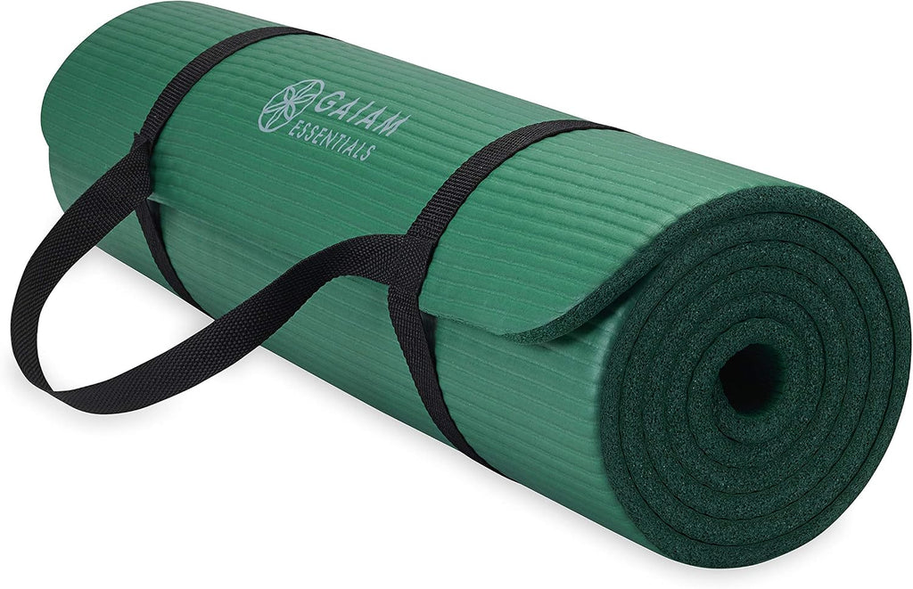 Gaiam Thick Yoga Mat, Exercise & Fitness Mat with Easy-Cinch Carrying Strap