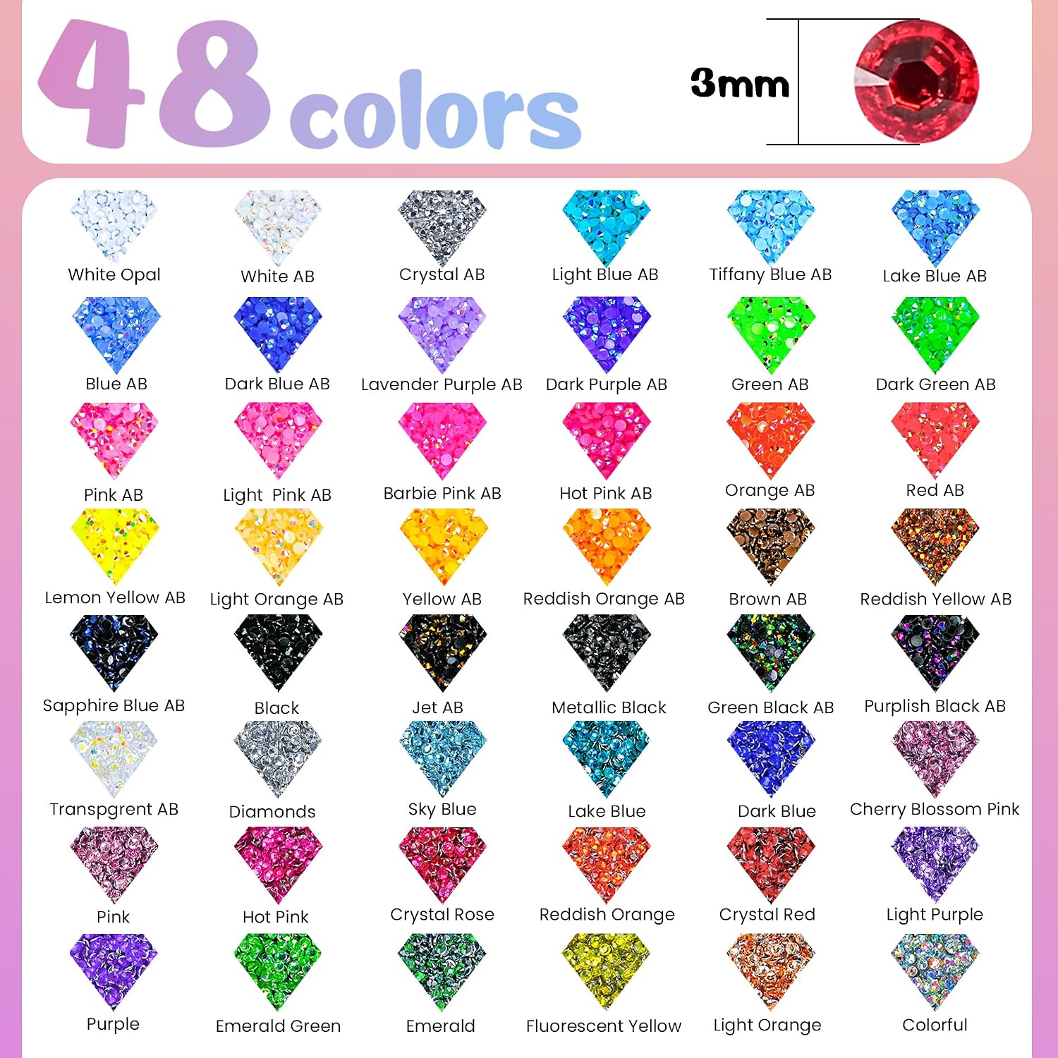 70000Pcs 48 Colors Bedazzling Kit 2 Boxes with Rhinestones, 3mm Resin Flatback Rhinestones with 4 Pcs B7000 Jewelry Glue & Tools, Diamond Art All-in-One Bedazzling Kit for DIY Arts & Crafts Gifts