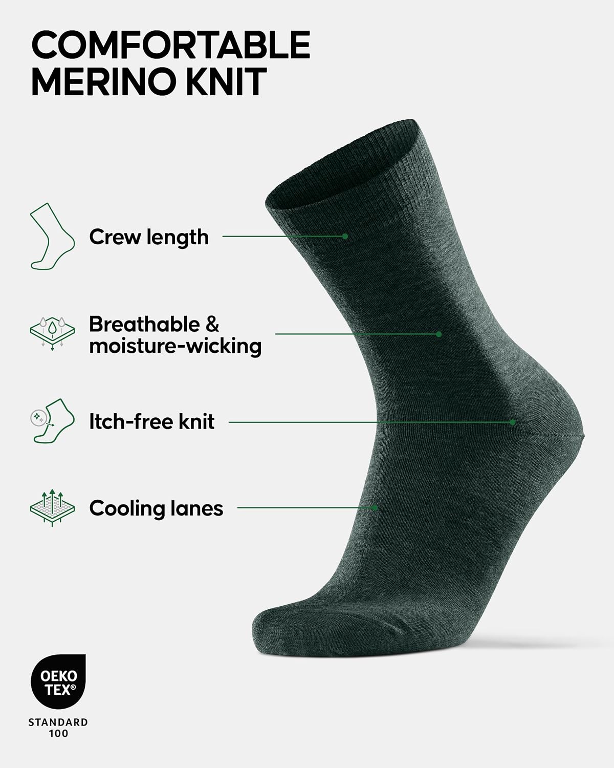 DANISH ENDURANCE Merino Wool Dress Socks, Lightweight & Thin, 3 & 5-Pack