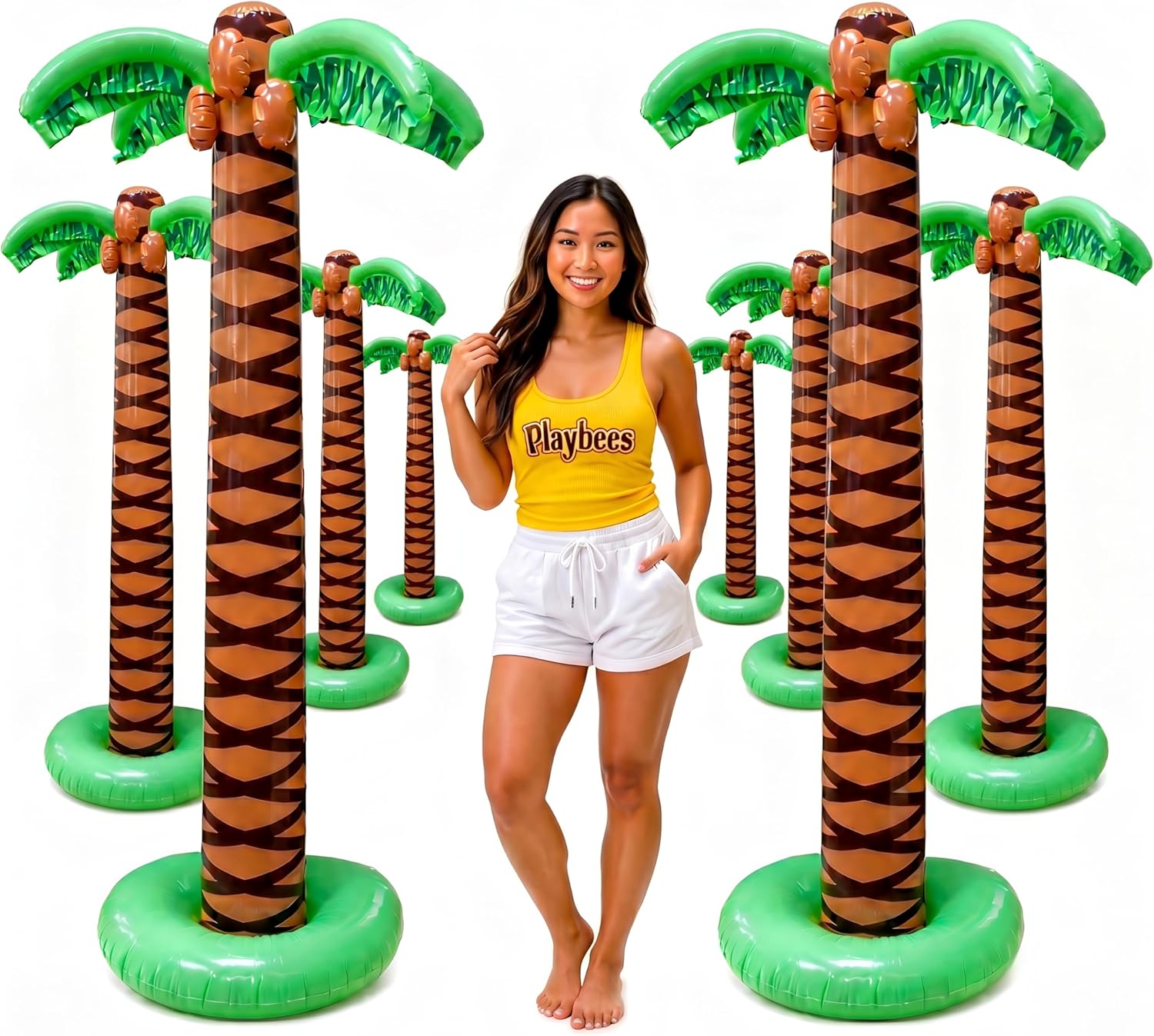 Giant Inflatable Palm Trees, 6 Foot, Hawaiian Tropical Beach Decor, 4 Pack