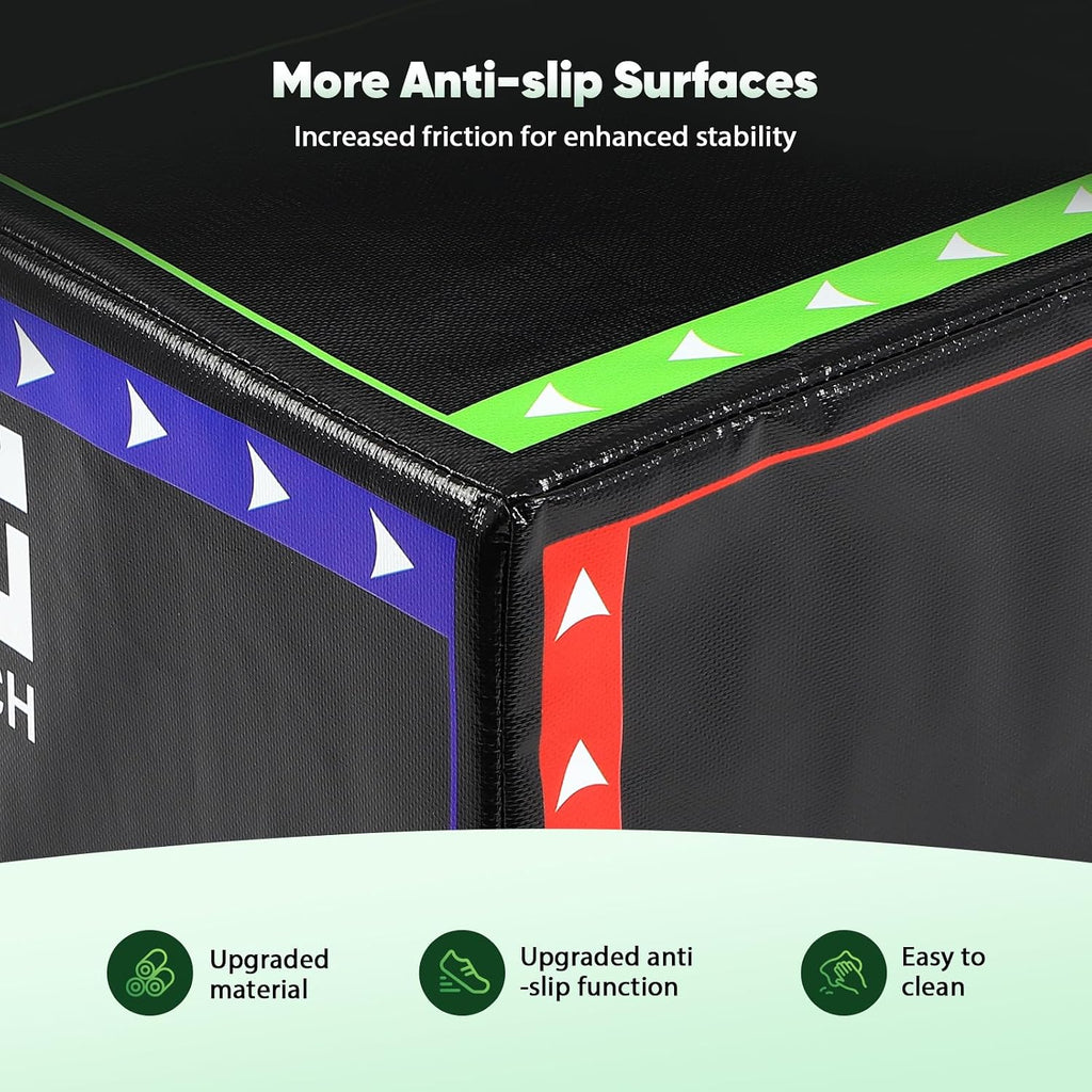 3-in-1 Plyometric Box Set (12/16/20/24/30") - High-Density EPE & Compressed Foam Jump Box for Home Gym, HIIT & CrossFit - Non-Slip Box Jumps, Step-Ups, Squats, Hip Thrusts