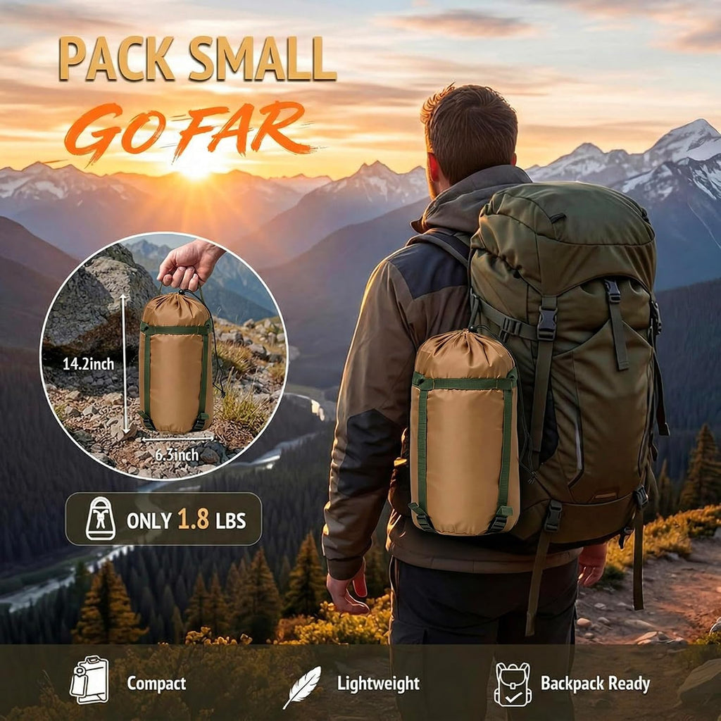 Insulated Camping Blanket | Military Poncho Liner for Outdoor Hiking Backpacking Travel Hunting & Survival, Lightweight & Packable with Compression Bag, Water Resistant (od_Coyote)