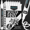 Utillo Craft White Paint Pen (8-Pack), 2-3mm Medium Liquid White Out Pen