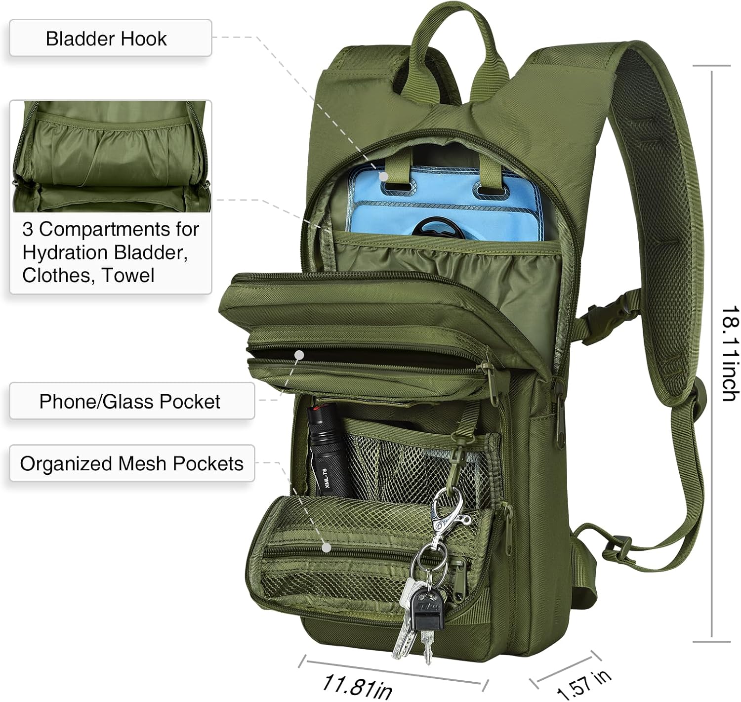 NOOLA Hydration Backpack with 3L Water Bladder, Tactical Pack for Hiking
