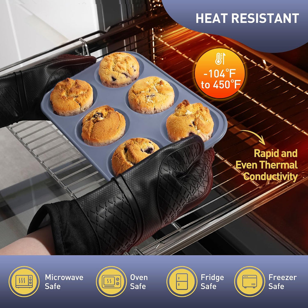 Socisen 2 Pack 6 Cups Silicone Jumbo Muffin Pan with Metal Reinforced Frame Silicone Molds for Baking Cupcake Cake Baking Pans Muffin Tin Tart Pans Baking Set for Easter Christmas holiday Cookie Tin