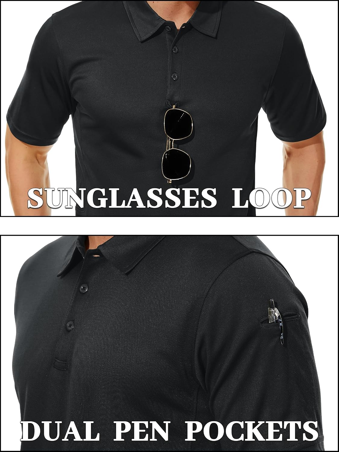 TACVASEN Mens Polo Shirts Short Sleeve Quick Dry Collared Shirt Performance Pique Polos for Athletic Tactical Golf Work