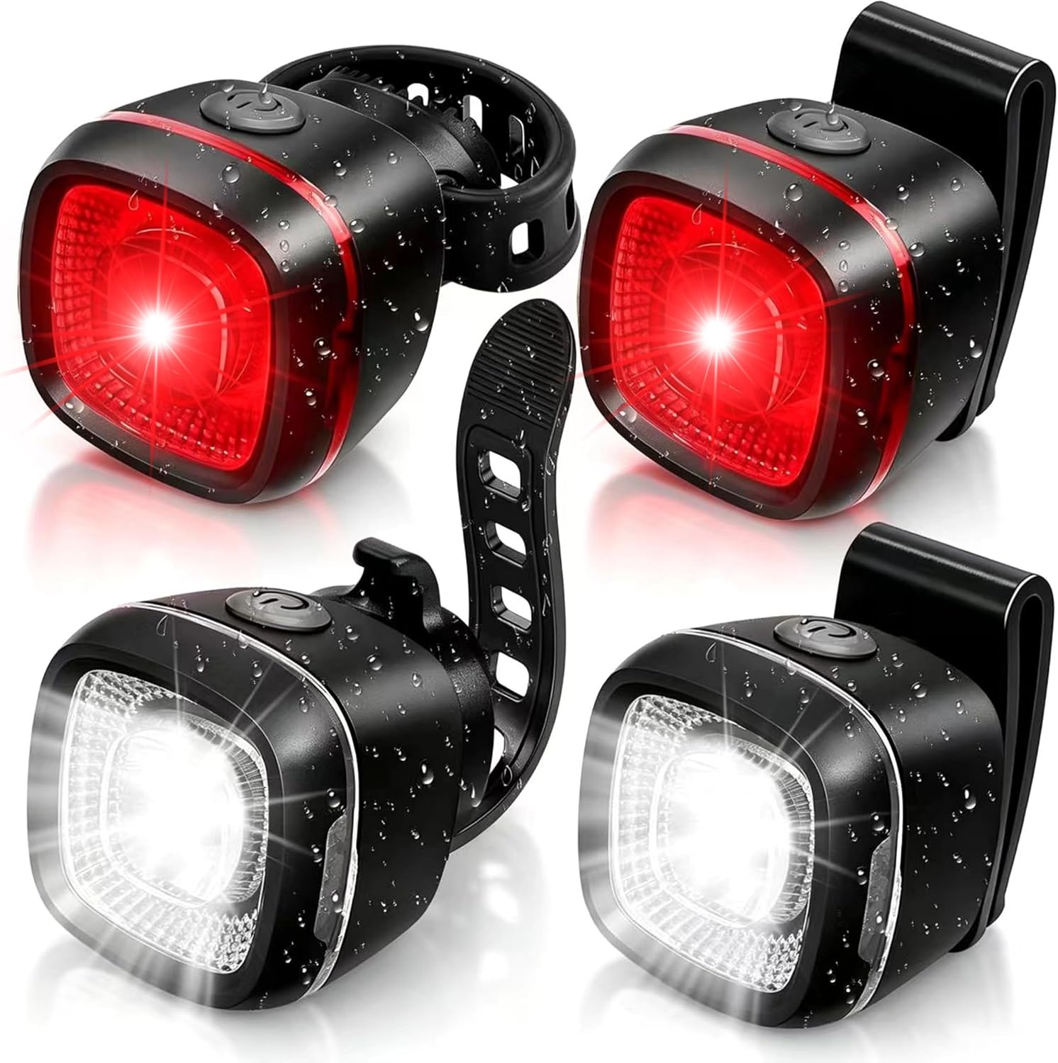 Bicycle Front & Rear Lights, Type-C Rechargeable LED Bike Light Set, IPX6,Waterproof Flashlight for Night Riding, Safety Headlight Taillight, Kids Girls Children's Bicycle Accessories