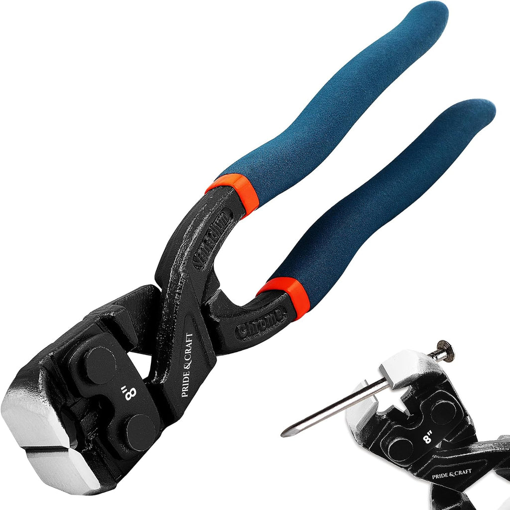 PRIDE&CRAFT 8 inches Mini Bolt Cutter Heavy Duty Cutting Tool for Wire, Chain, and Bolts, Snips Clippers with Soft Non-Slip Grip, Portable for Electricians, DIY Enthusiasts (Mini Bolt Cutter, 8 Inch)