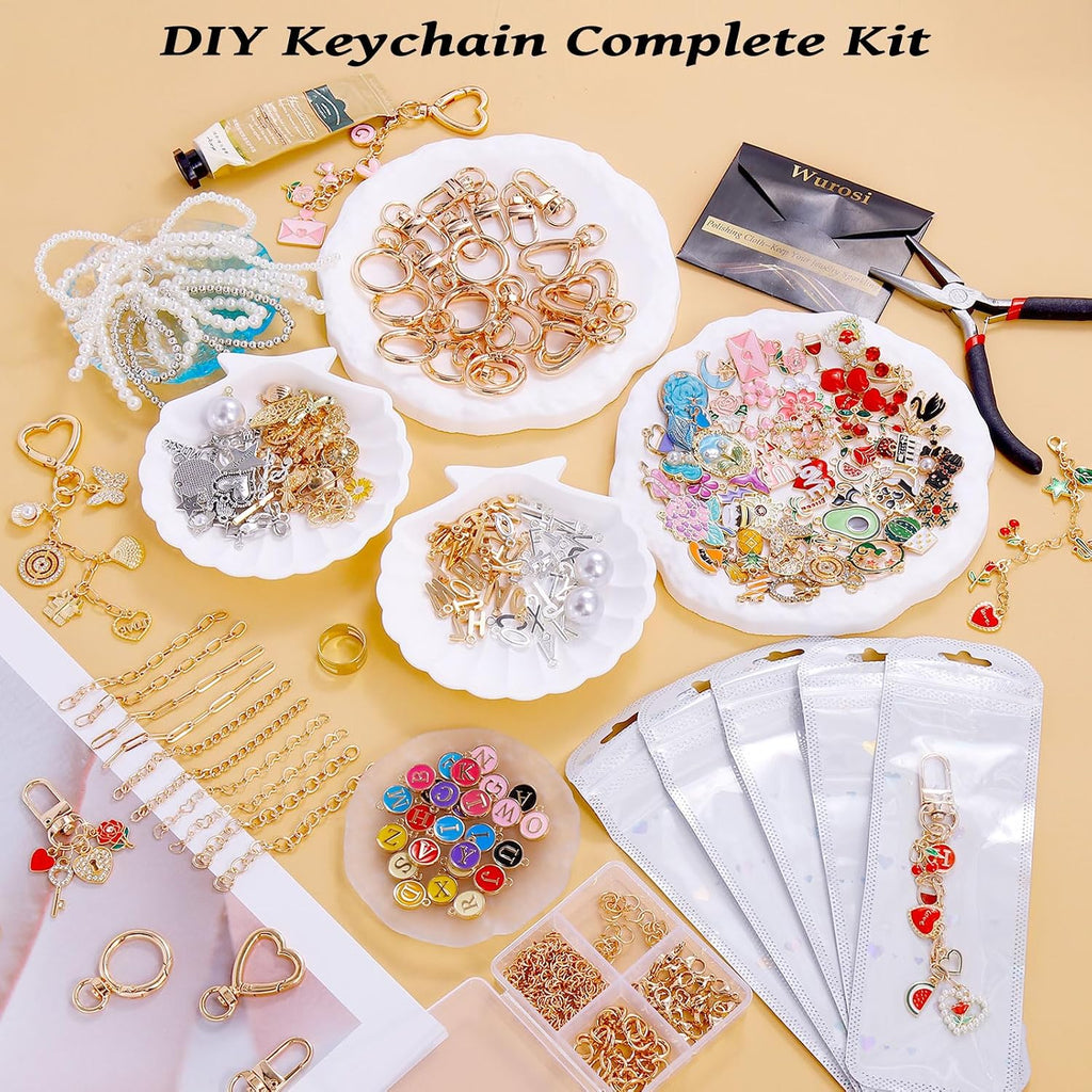Wurosi 544Pcs Bag Charm Kit, Charms Lip Gloss Keychain Making Kit