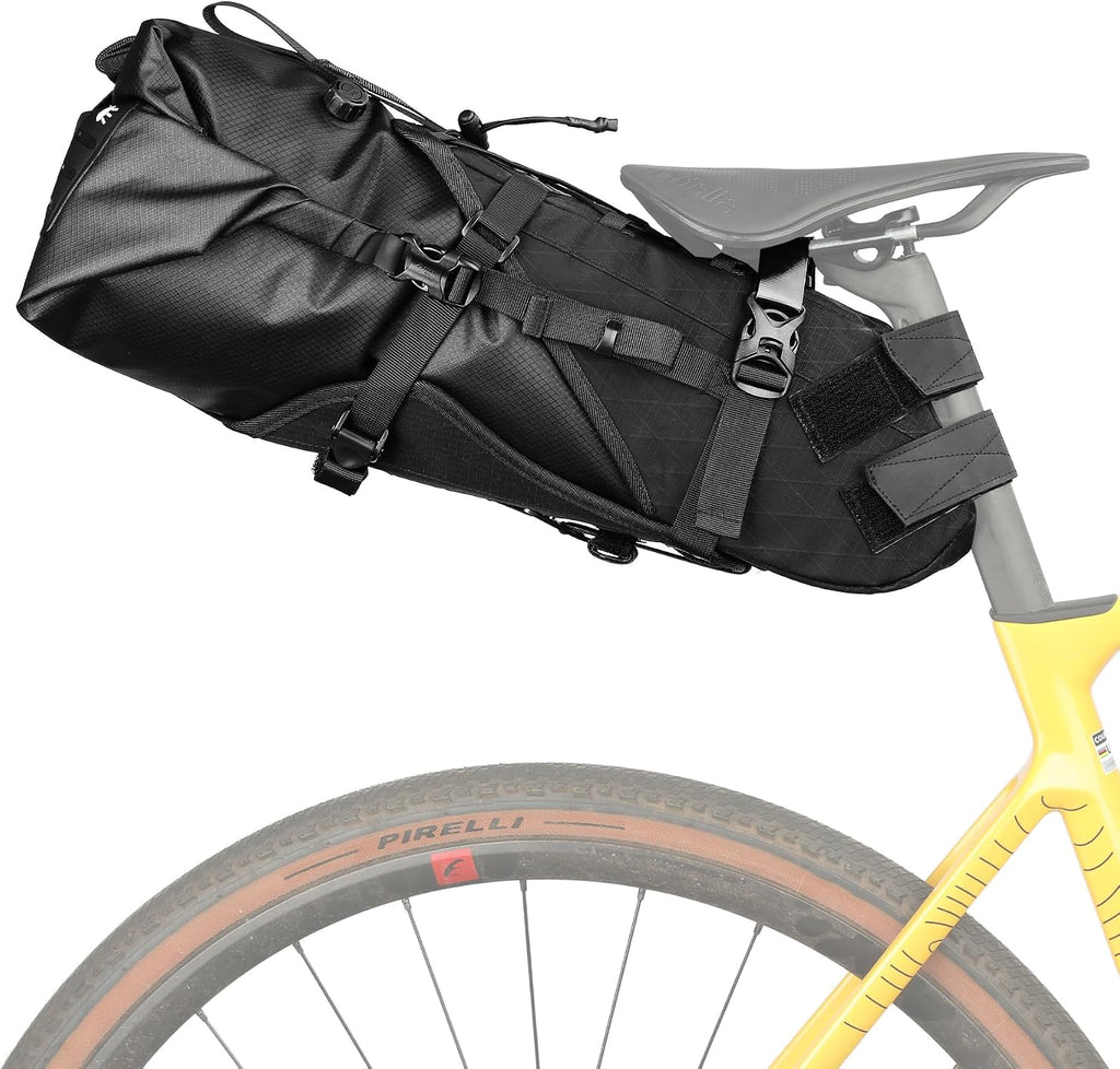 Rhinowalk Bike Saddle Bag Bicycle Saddle Pannier 14L Waterproof Storage Pouch Rear Rack Luggage Carrier Quick-Fit with Hardshell Frame & Interior (Black)