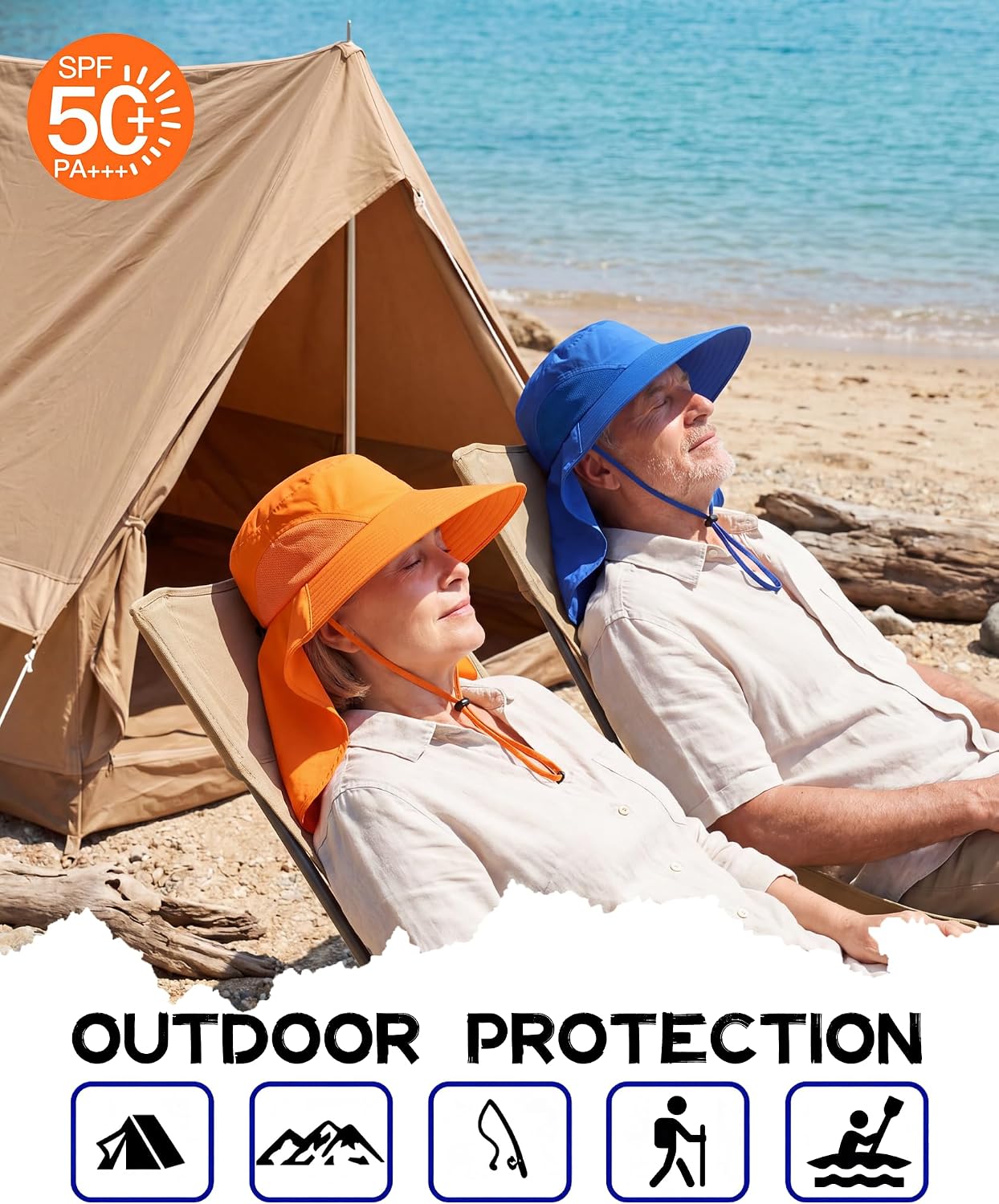 Home Prefer Outdoor UPF50+ Sun Hat Wide Brim Mesh Fishing Hat with Neck Flap