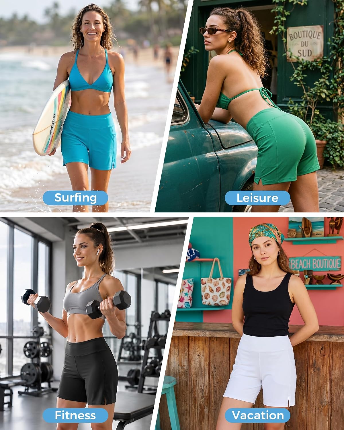 Ommiivex Women Swim Shorts 5 Inches High Waist Extremely Stretch Softness Quick Dry for Pool Beach Board Summer Vacation