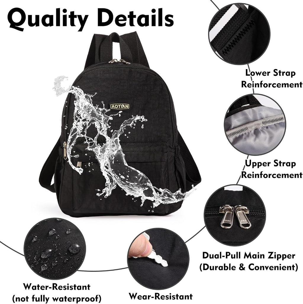 AOTIAN Lightweight Nylon Daypack, Small Hiking Backpack for Women