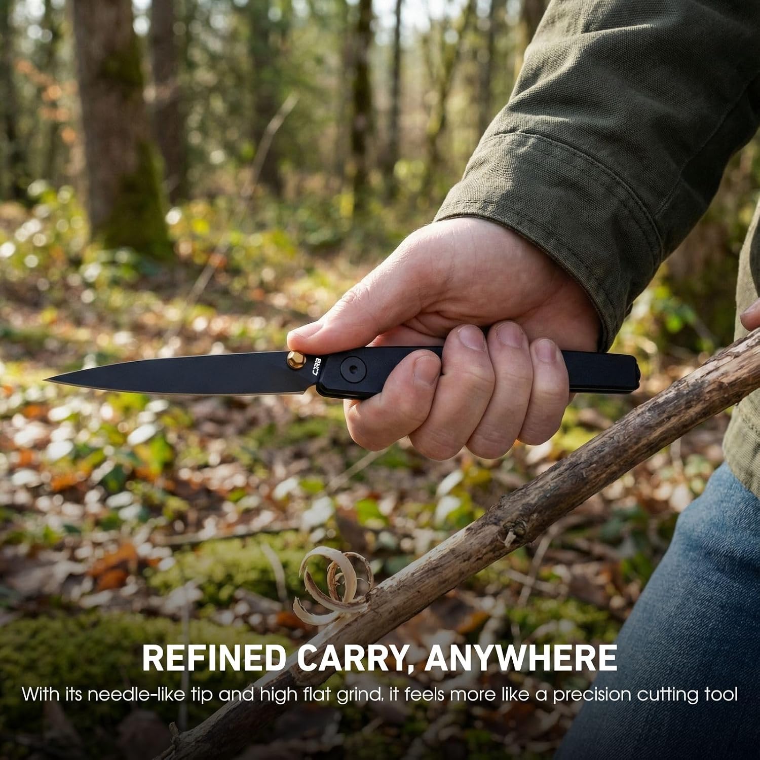 CJRB Lanky Pocket Knife for Men, 3.58" AR-RPM9 Steel Blade, Liner Lock