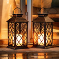 Homemory 2 Pack 13'' Bronze Solar Lanterns, Flickering Flame Hanging Lights