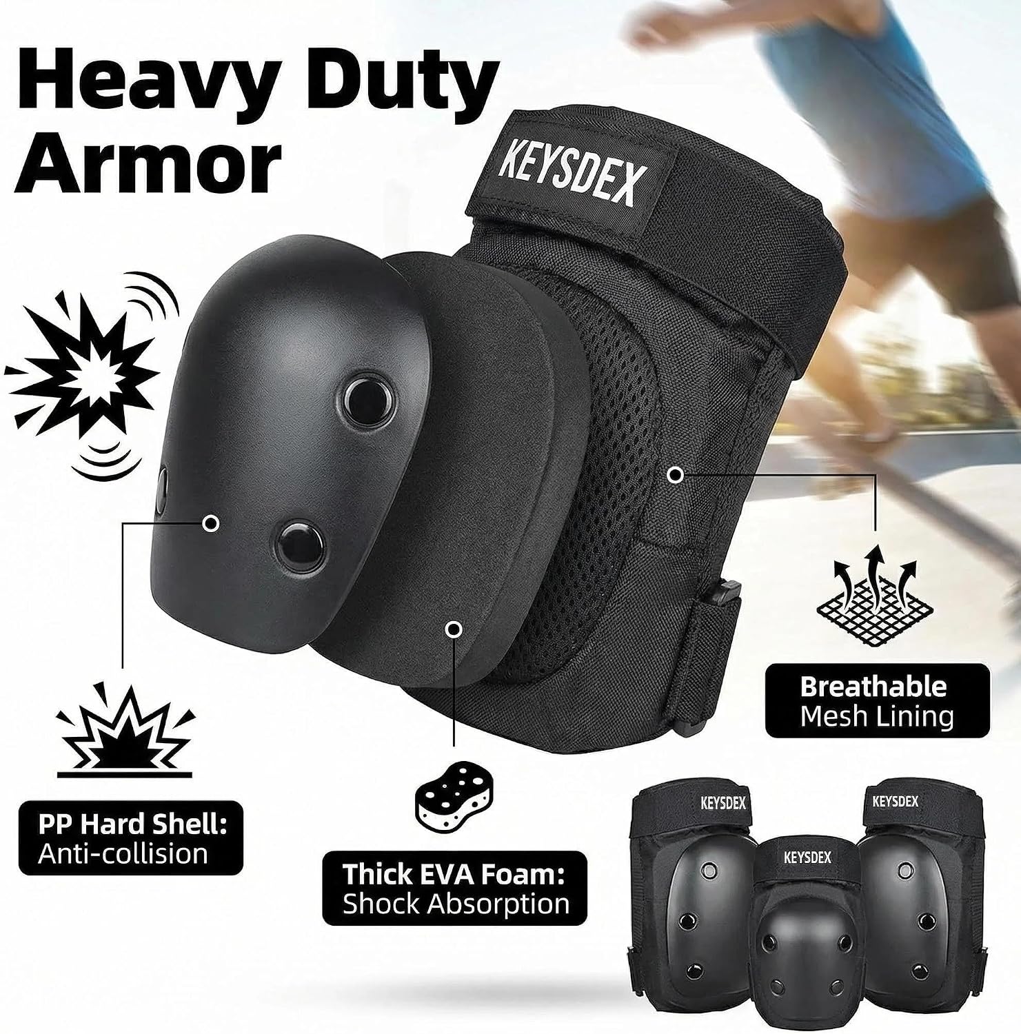 Knee Pads Elbow Wrist Guards 6-in-1 Protective Gear Kids Adults
